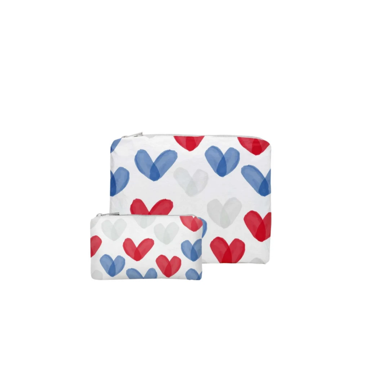 Hi Love 2 Zipper Pouches Language of Love Red, White & Blue