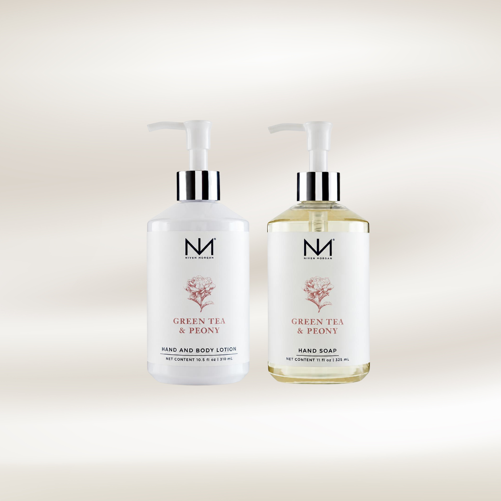 NIVEN MORGAN_green tea & peony soap & lotion set