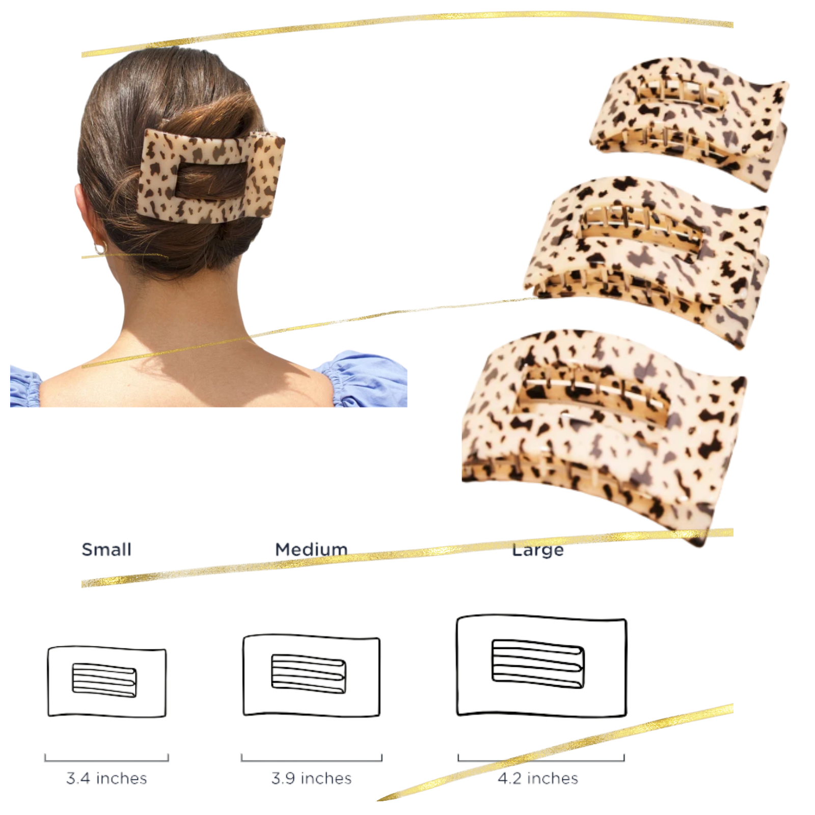 Teleties Blonde Tortoise Flat Rectangle Hair Clip