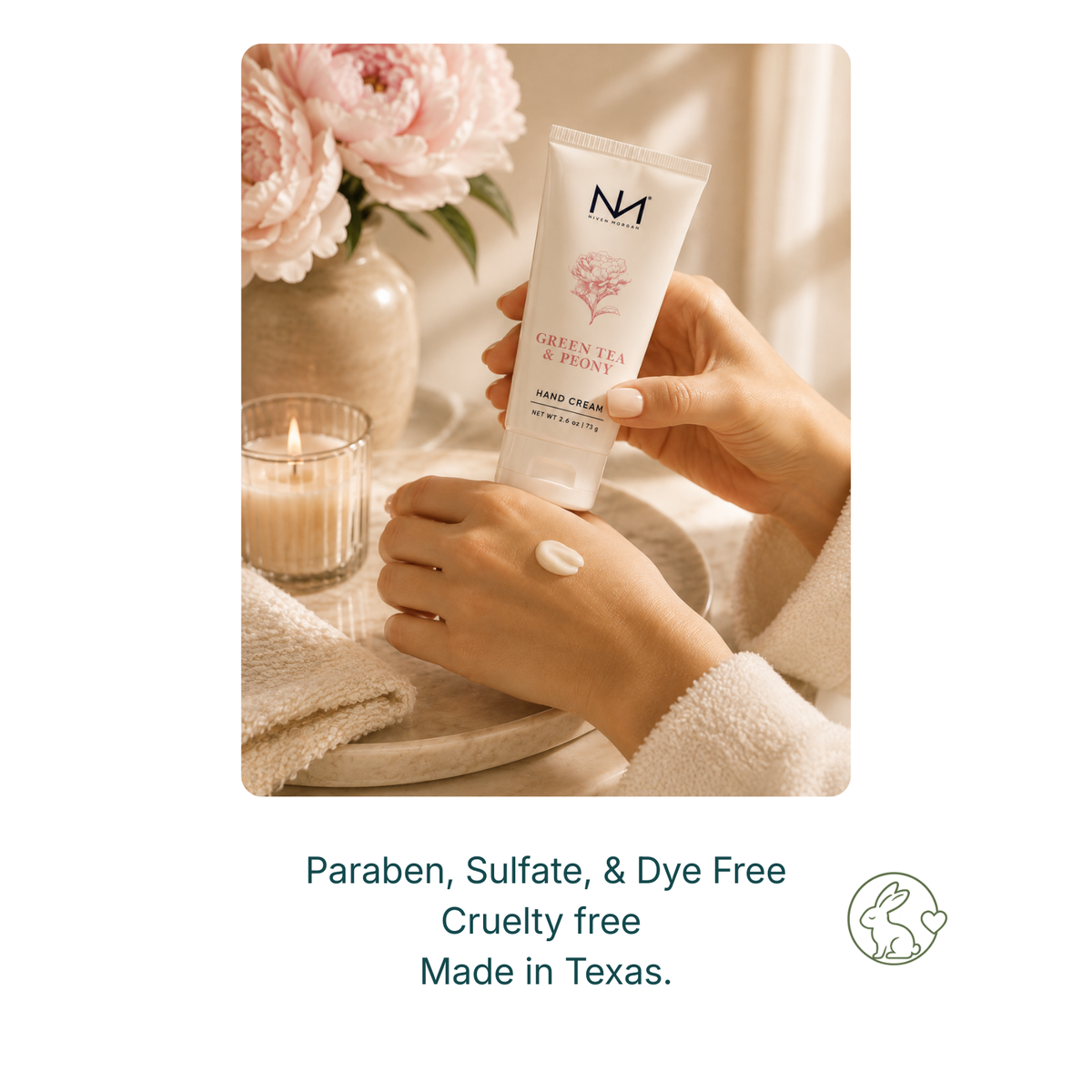 NIVEN MORGAN_green tea & peony travel hand cream