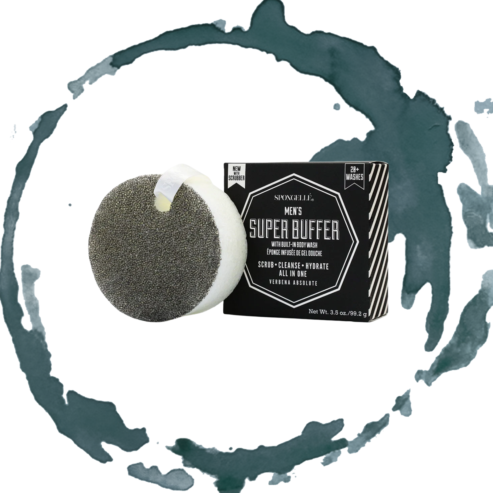 Spongelle Men's Super Buffer, Black Scrubber