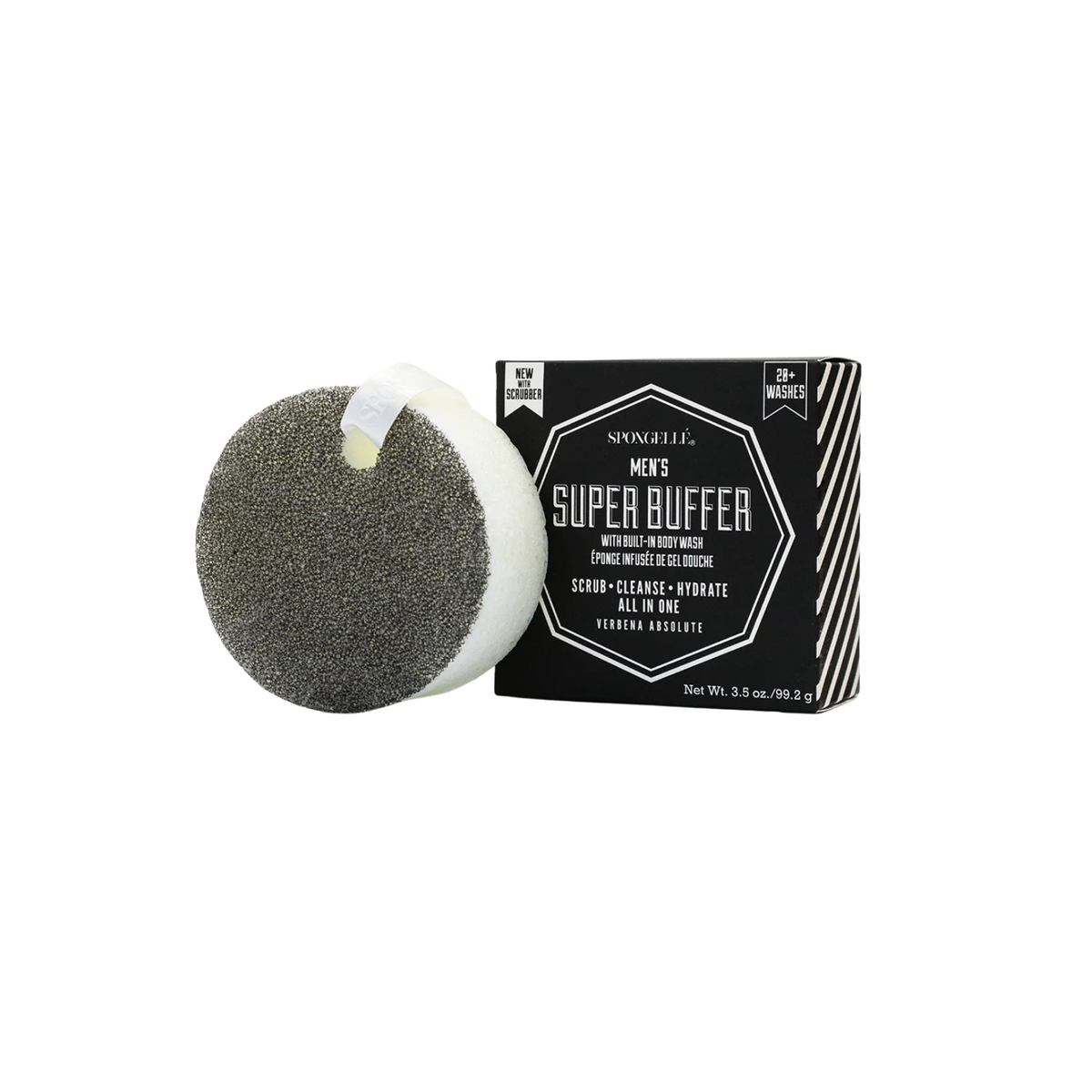 Spongelle Men's Super Buffer, Black Scrubber