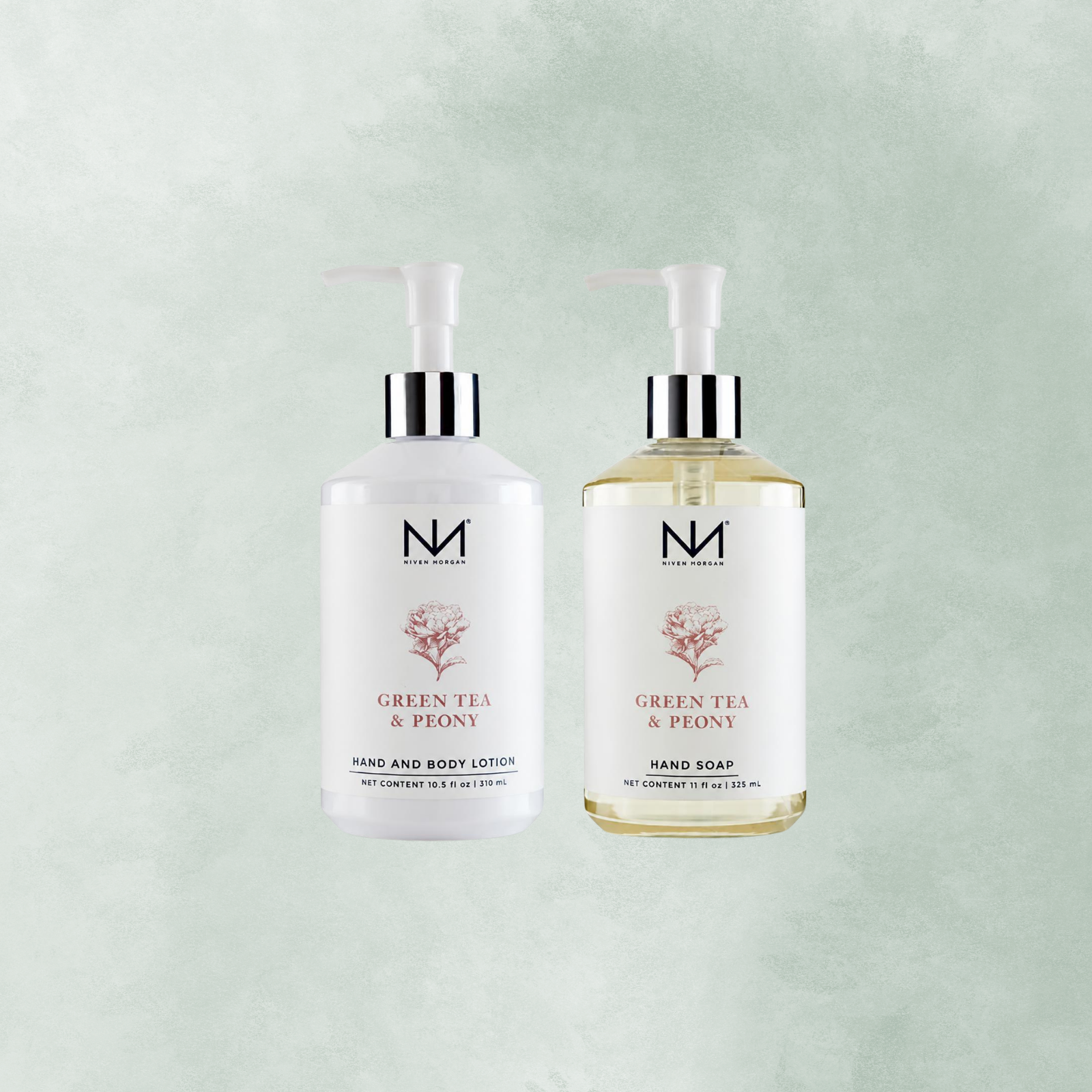 NIVEN MORGAN_green tea & peony soap & lotion set