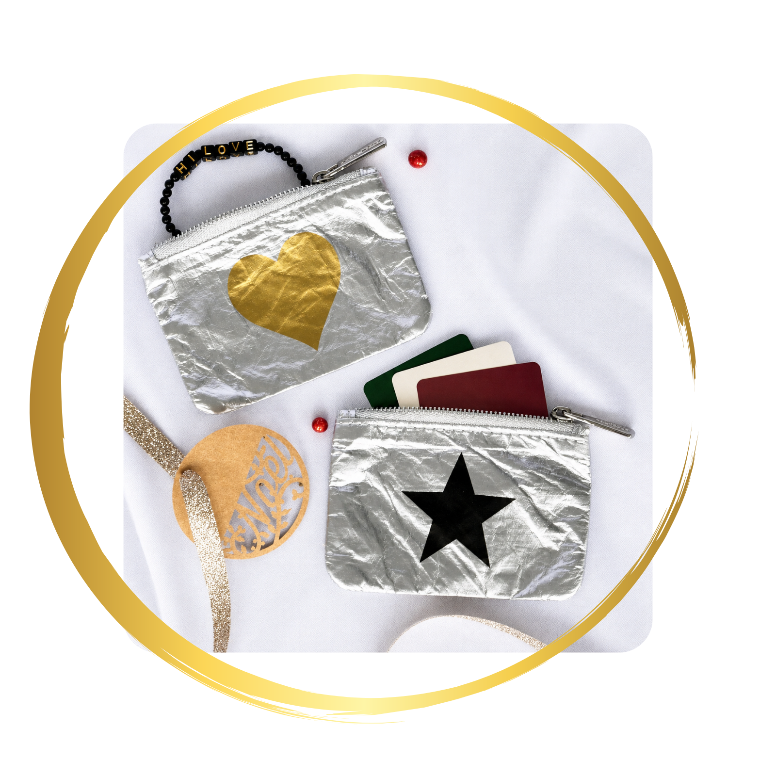 HI Love Set of 2 Gift Card Packs  Gold Heart & Black Star