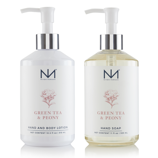 NIVEN MORGAN_green tea & peony soap & lotion set