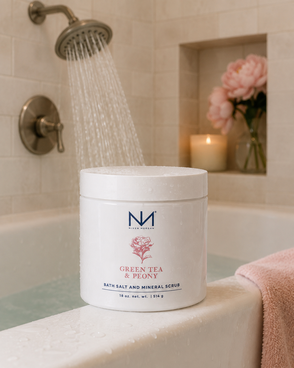 NIVEN MORGAN_green tea & peony bath salts