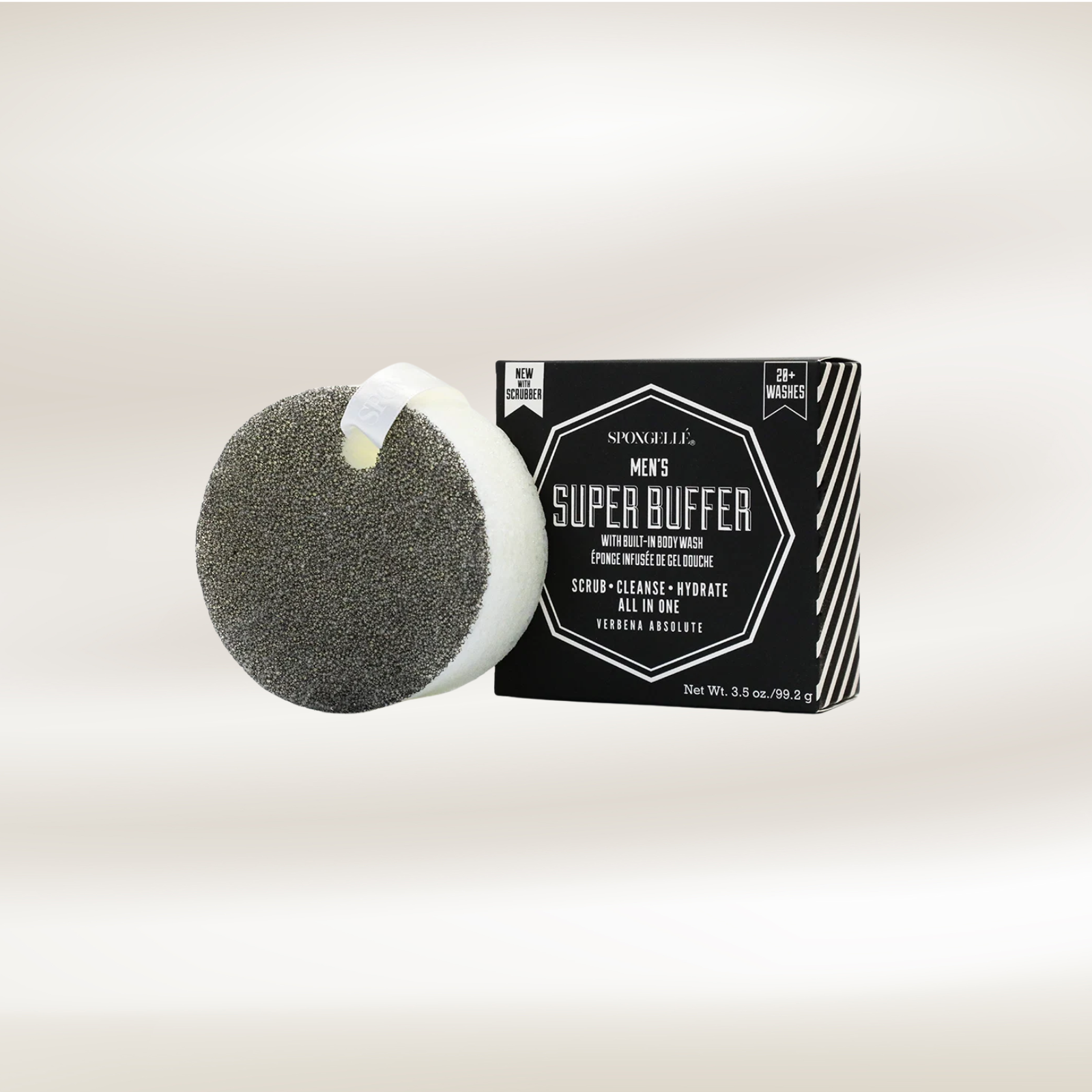 Spongelle Men's Super Buffer, Black Scrubber