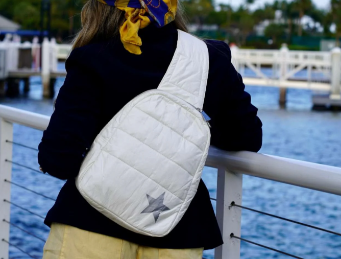 Hi Love Crossbody Backpack  Shimmer White