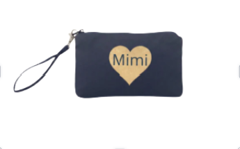 Hi Love Wristlet   Navy with Gold Heart