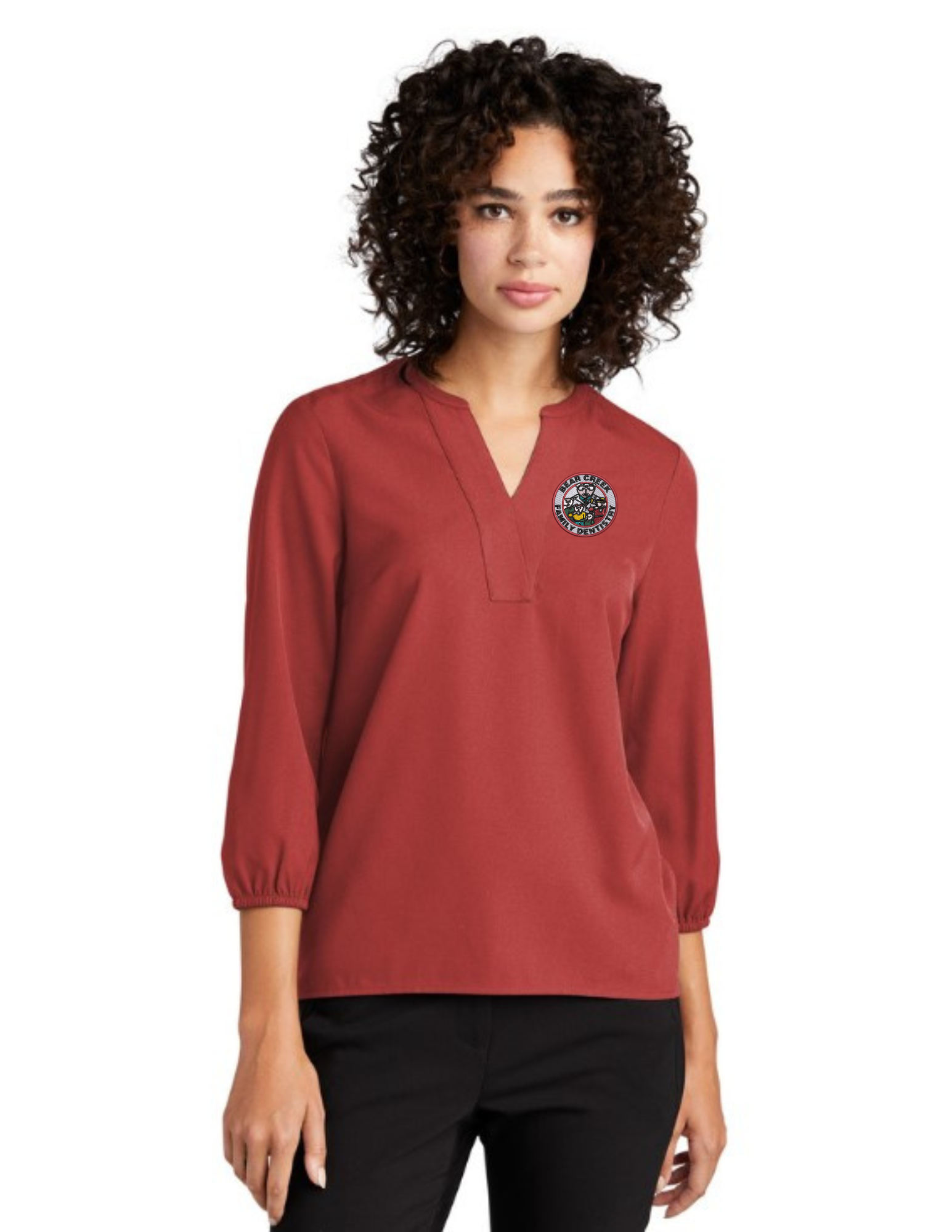 BCFD_MM2011 Mercer+Mettle® Women's Stretch Crepe 3/4-Sleeve Blouse
