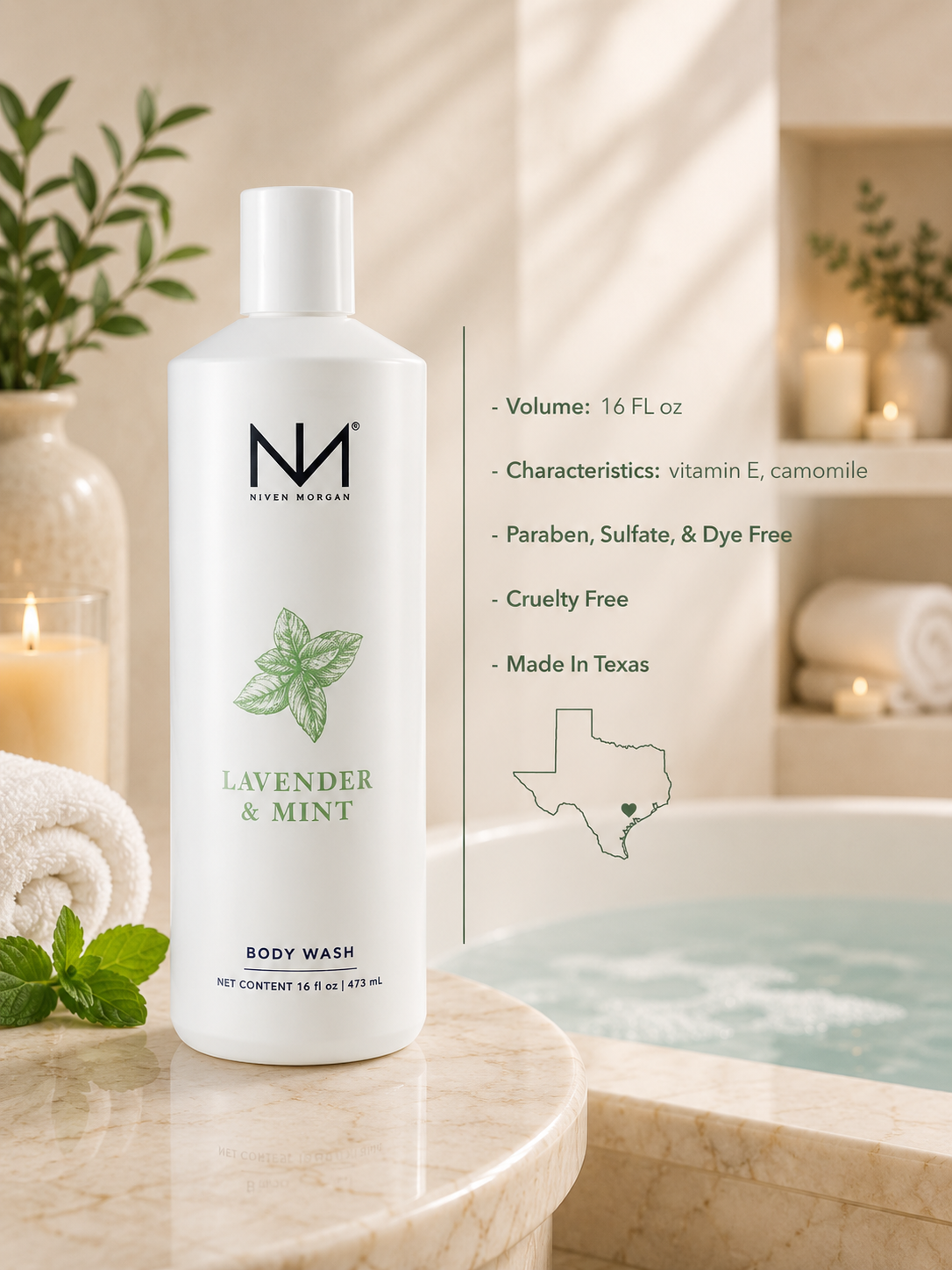 NIVEN MORGAN_lavender & mint body wash